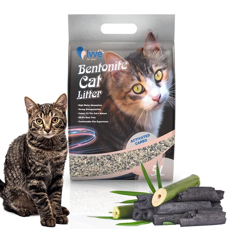 2024 customized bentonite scented strong clumping best clean activated carbon bentonite cat litter