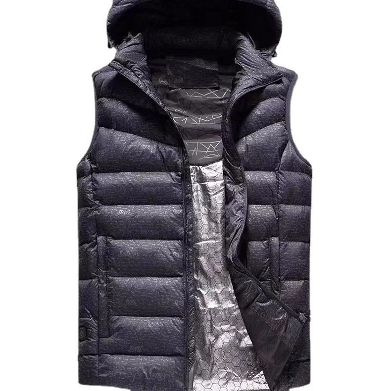 China Logo Sleeveless Bubble Hooded Puffer Vest Padded Warm Winter Vest For Men