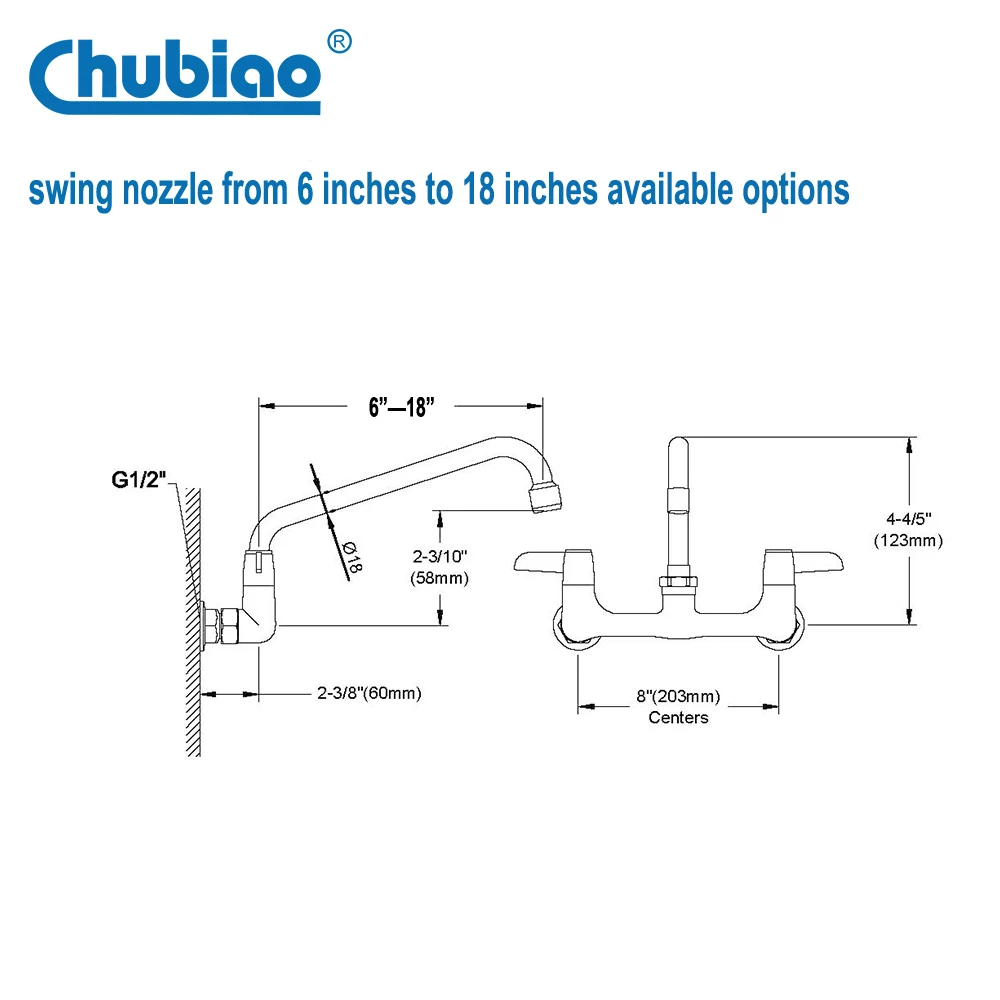 Brass Kitchen Mixer Faucet 8 inch Centerset Wall Mounted Kitchen Sink Faucet for Kitchen Wall Mounted Faucet