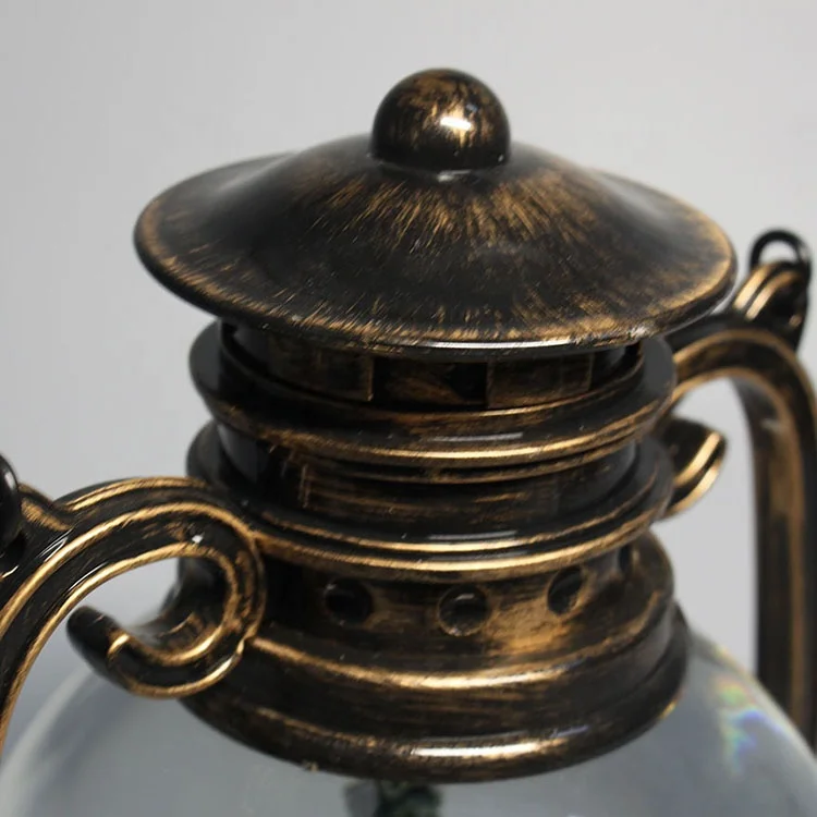 LED and Music Antique Bronze lighted indoor table Plastic glitter water ball Christmas Lantern with handle