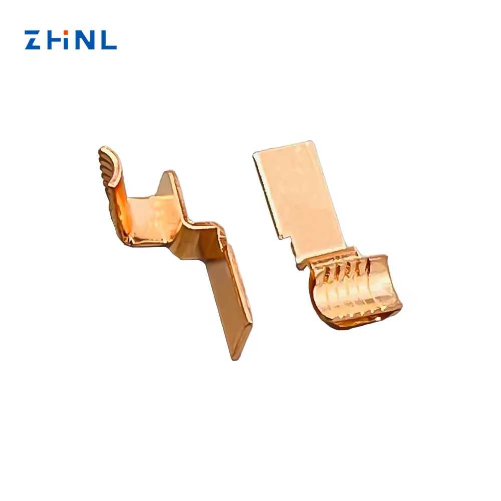 Factory custom OEM precision electric stamping part, brass stamping parts of socket/switch spring terminal contact
