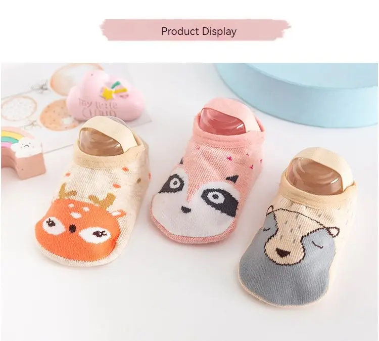 Wholesale hot sale comfort cotton anti slip toddler socks non skid ankle cartoon animal pattern baby non slip cute socks