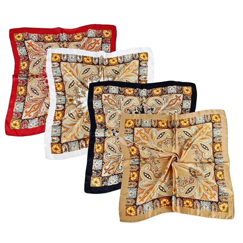 E-bay  hot sale Paisley 27.5 inches silk  scarf for women cashew printed head warps other scarves shawl bandanas