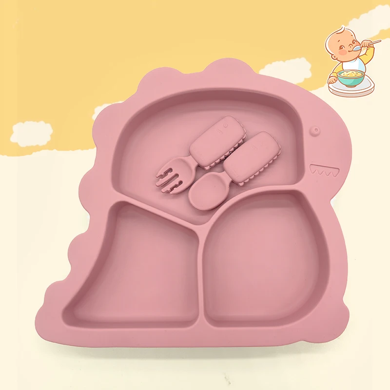 silicone tableware set for baby Food Grade Safe Silicone Baby & Toddler Tableware Use Practice Set