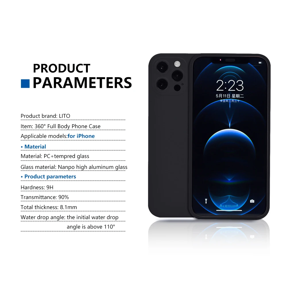 Чехол для телефона с полным покрытием 360 супер тонкий чехол iphone 12/12 pro/12 pro max 2 в 1 magsafe