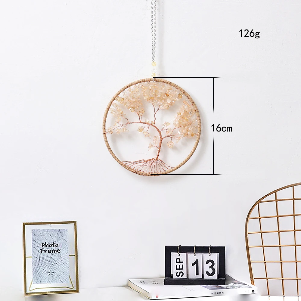 Natural Amethyst Tree Of Life Wire Wrap Gemstone Raw Reiki Healing Crystal Chakra Wall Hanging Ornament