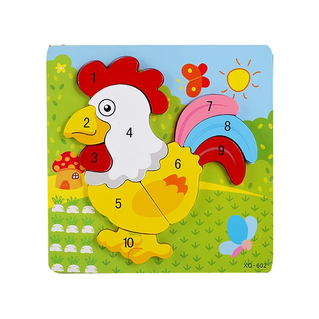 Factory Kids Wooden 3d Puzzle assembly Toys Children education Cartoon Animal Montesori wooden Toys