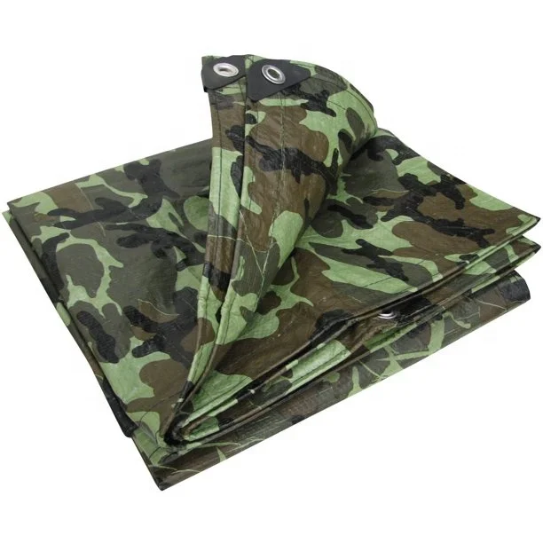 china 4x5 5x8 ready made sheet supplier printing heavy duty water resistant camouflage tarp pe tarpaulin