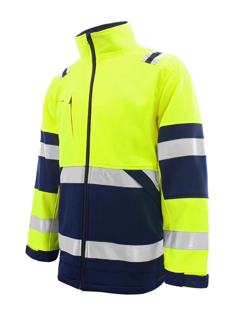 Winter outdoor windproof jacket with reflective stripes customized logo plush and thick hoodie jacket