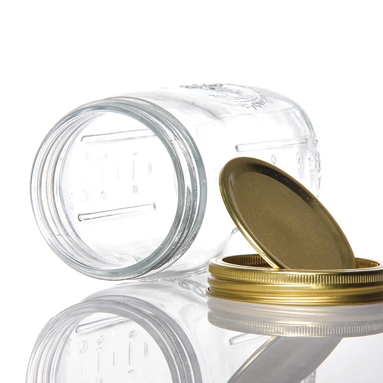 Free Sample 8Oz 16Oz 4Oz 5Oz 24Oz 32Oz Restaurant Bar Kitchen Sprouting Square Wide Mouth Glass Mason Canning Jar With Lid And B