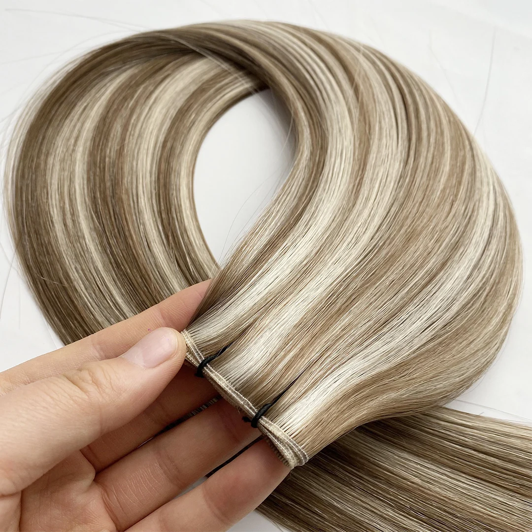 New Design Custom Invisible Seamless Genius Weft Virgin Hair Virgin Remy Cuticle Aligned Hair Genius Weft Can Be Cut