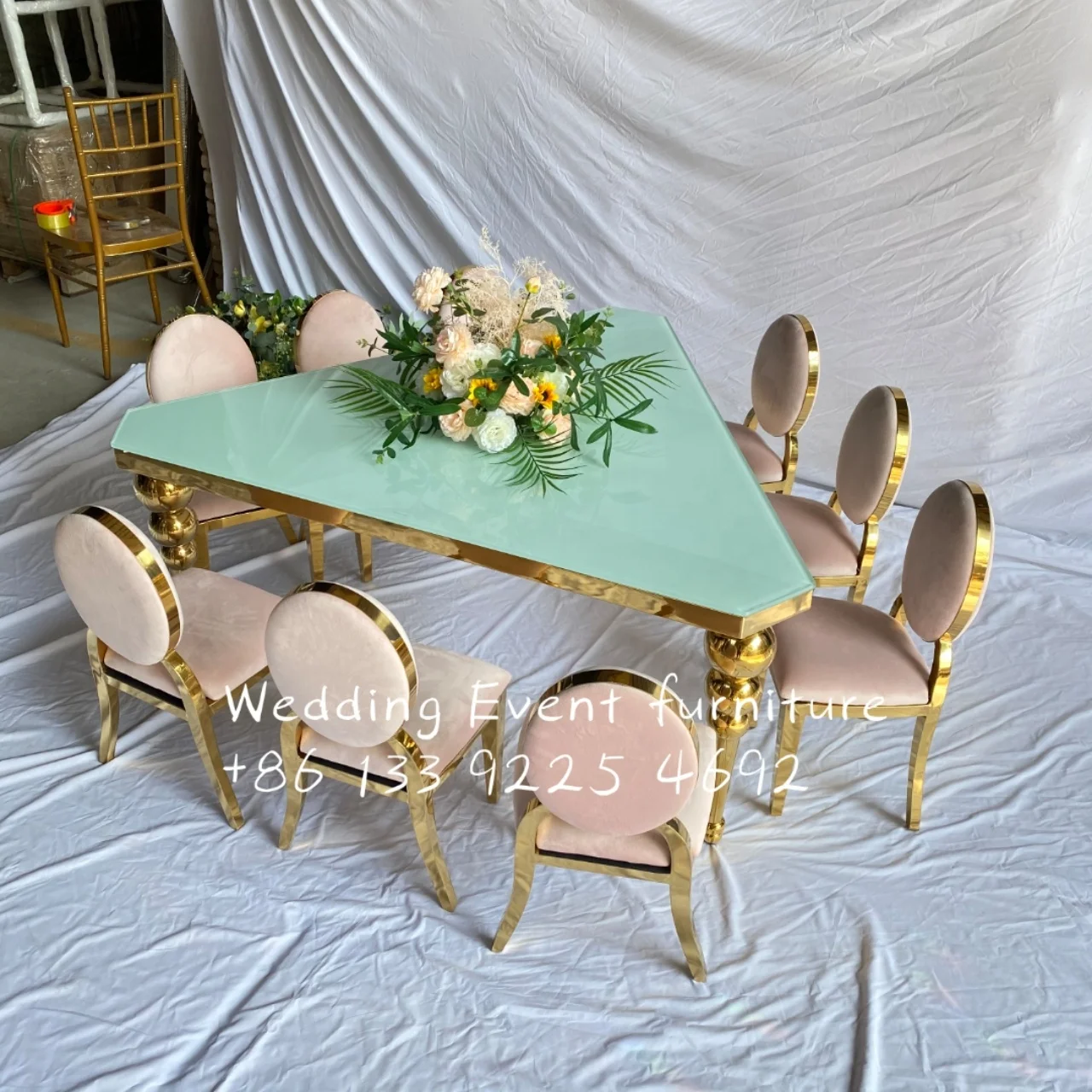 Hot sale kids party used event banquet gold stainless steel children table