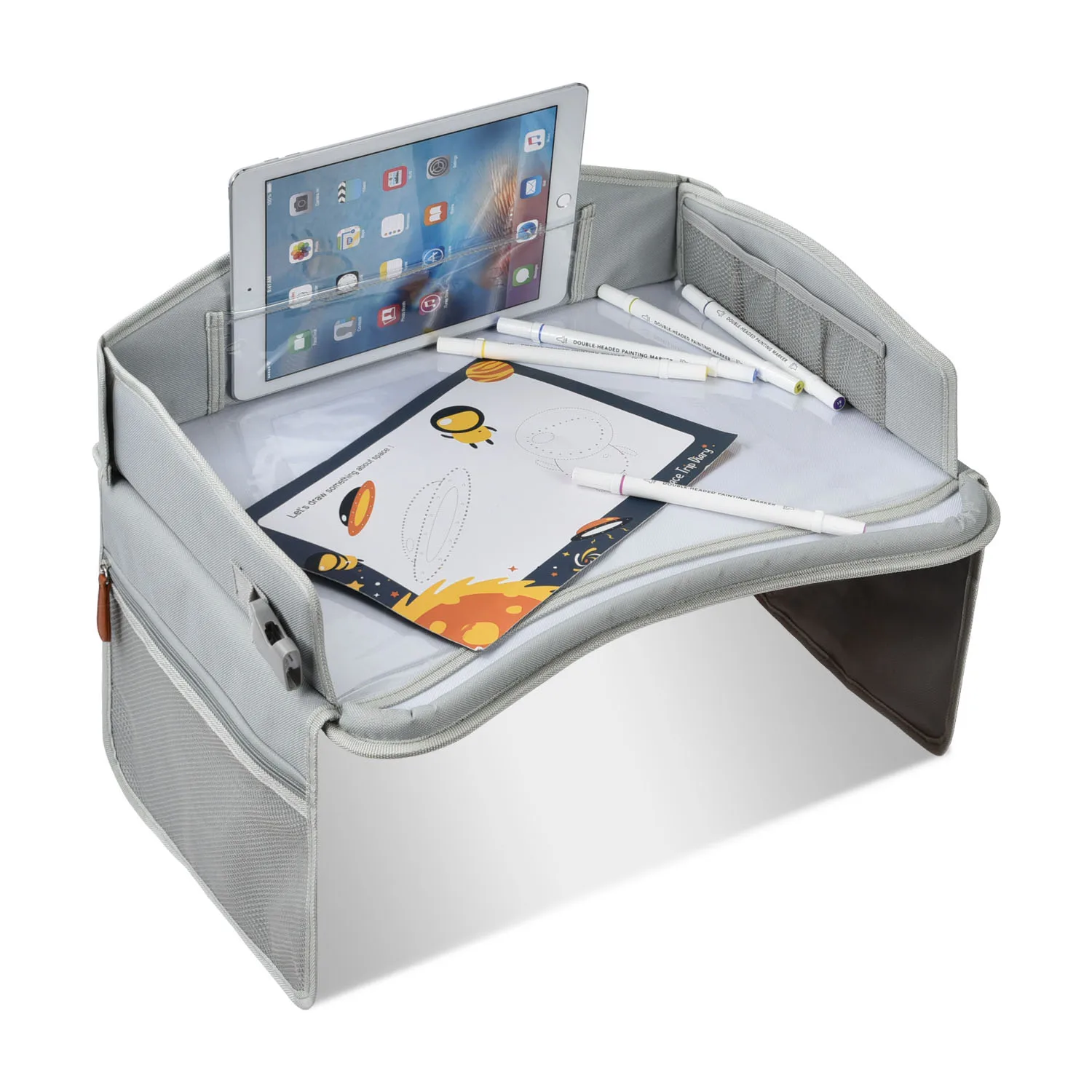 Custom Logo Popular Toddler Car Organizer Seat Eating Snack And Play Tray Children Writing Table Dry Erase Kids Travel Tray