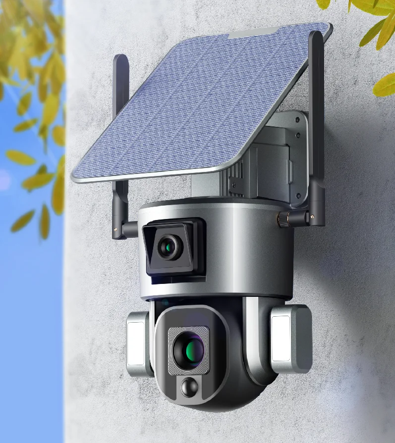 TUYXCIE PTZ WIFI Security Wireless Zoom Lens Solar Power Rechargeable Battery Surveillance System Night Vision IP Network Camera