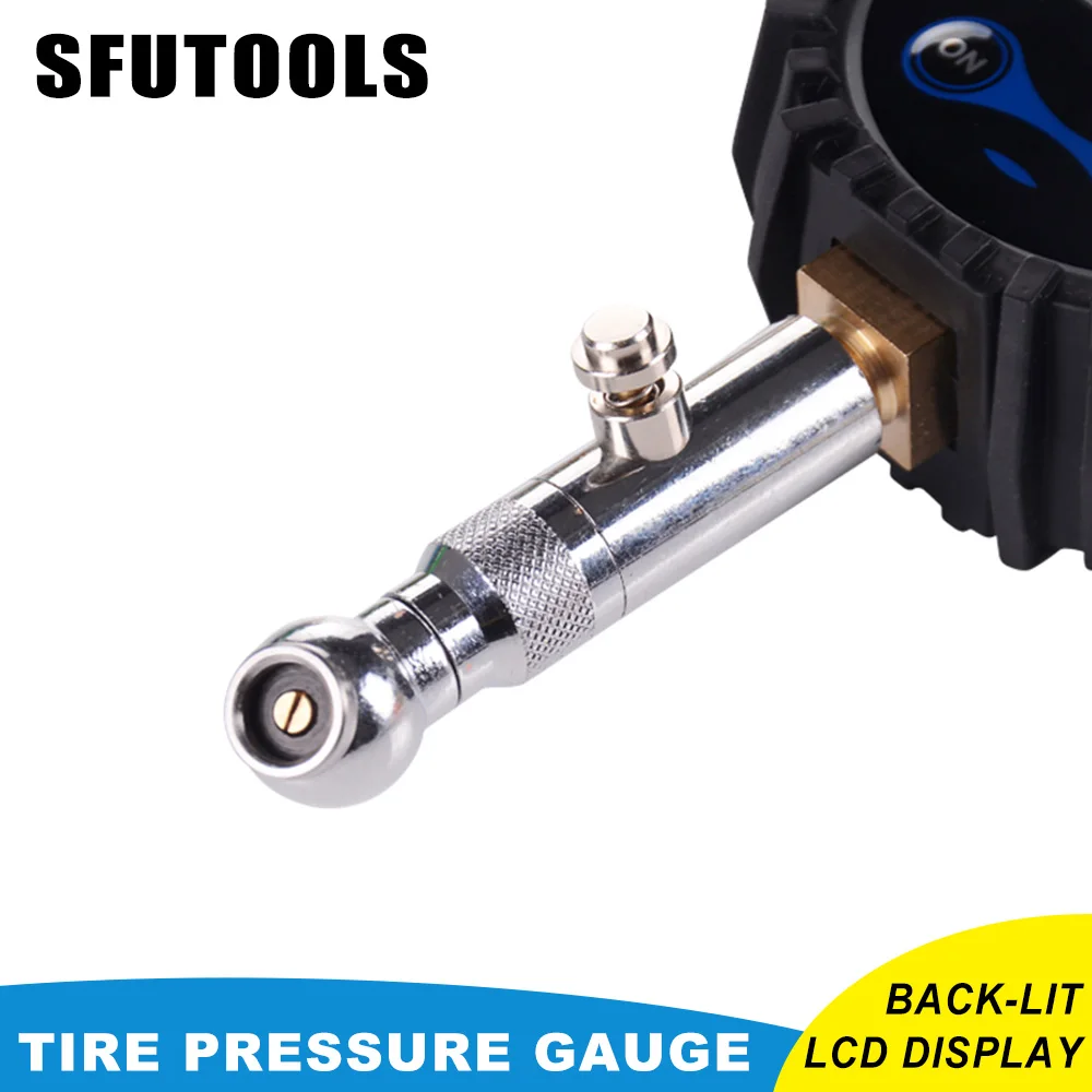 SFUTOOLS LCD Digital Pressure Air Gauge 150psi With Hose, for Truck Bus Car