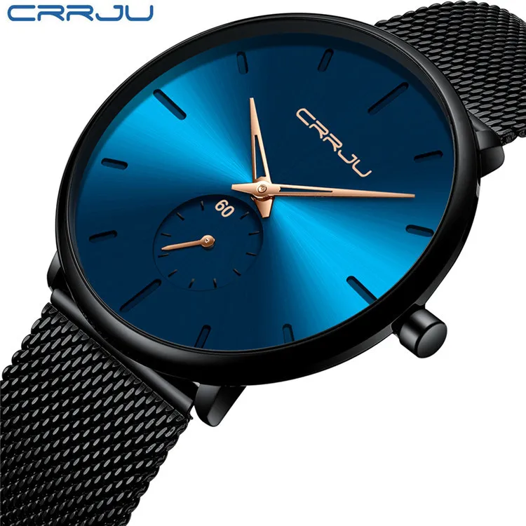 CRRJU 2150 Top Luxury Business Fashion Wristwatch Mesh Band Strap 3ATM Waterproof Best High Quality Sport Quartz Clock Watch