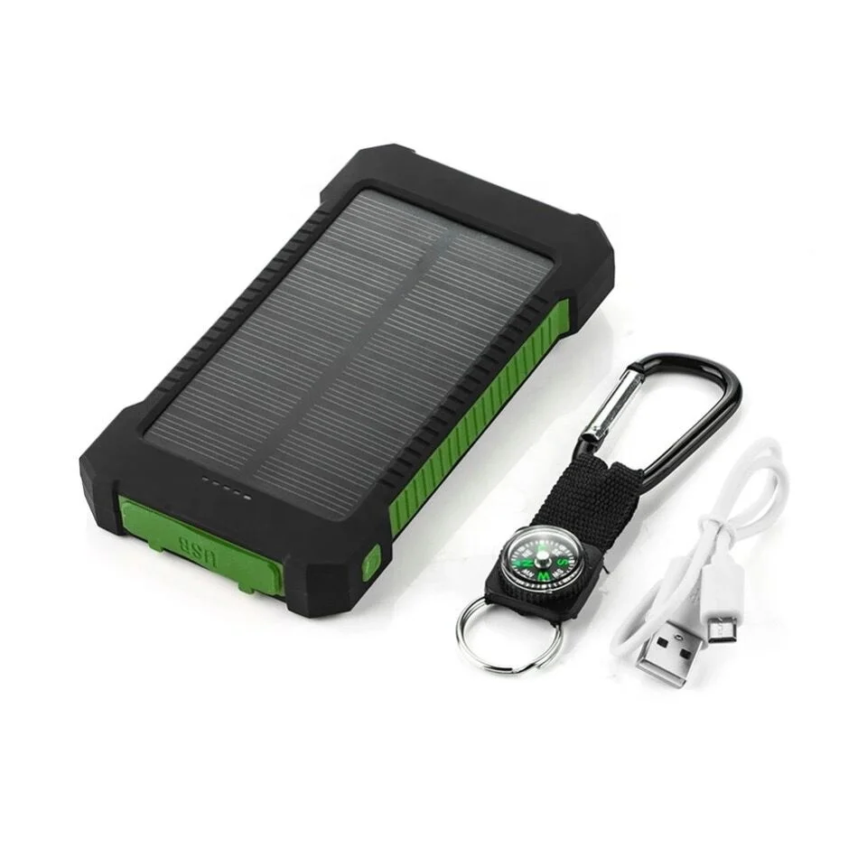  Солнечное зарядное устройство с двумя портами USB Power Bank 20000 мАч водонепроницаемый аккумулятор Внешняя портативная солнечная панель со светодиодной