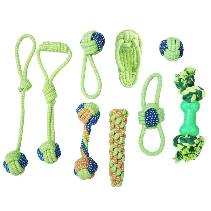 Low Price Wholesale Christmas Durable Pet Dog Toy Tennis Ball Rope Chew Toy Rope Set