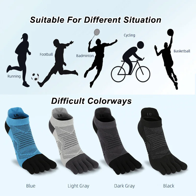 OEM Wholesale Custom Logo Popular High Quality Ankle Sports Running Cycling Cushioned Five Toe Socks