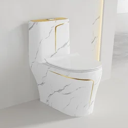 Hot selling modern style sanitary ware floor mounted gold white marble commode wc bathroom ceramic toilet