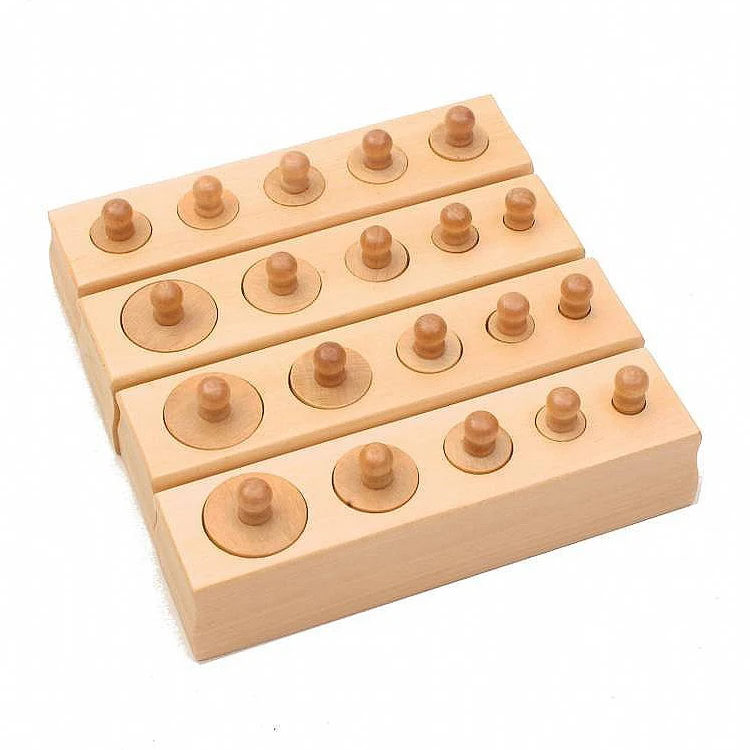 Wholesale custom multicolor montessori knobbed cylinder blocks teaching materials wooden educational early learning tools toys