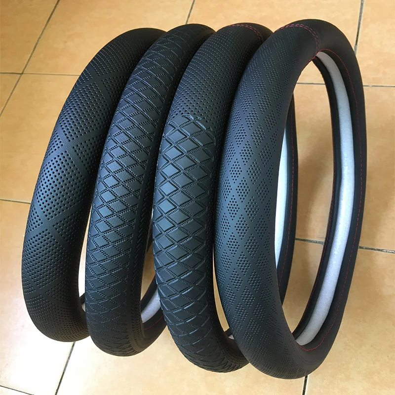 Cheap price fiber leather perforated car steering wheel covers manufacturer for toyota