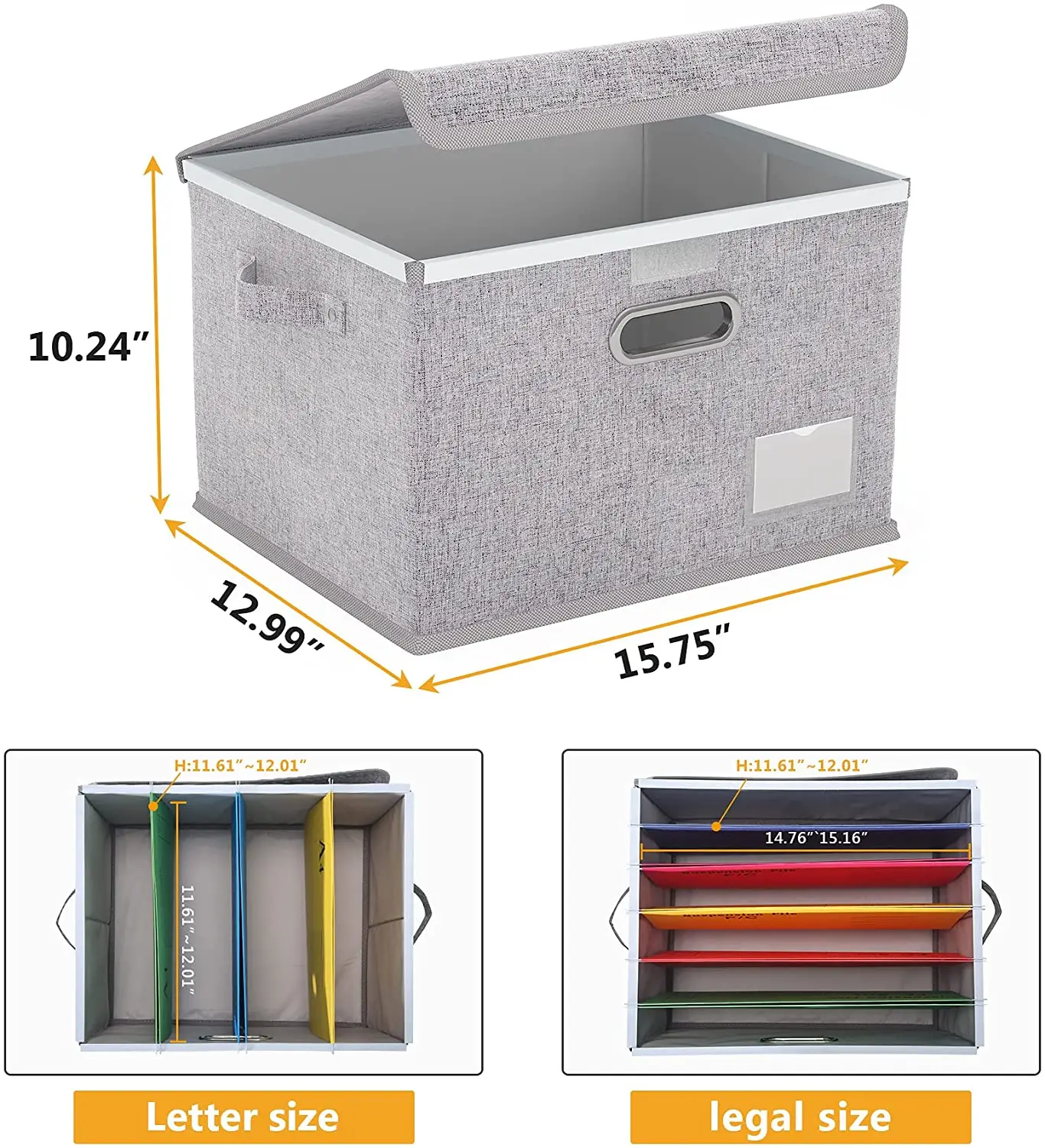 Foldable linen fabric file storage box large capacity Home Office Organizer hanging holder desktop storage box