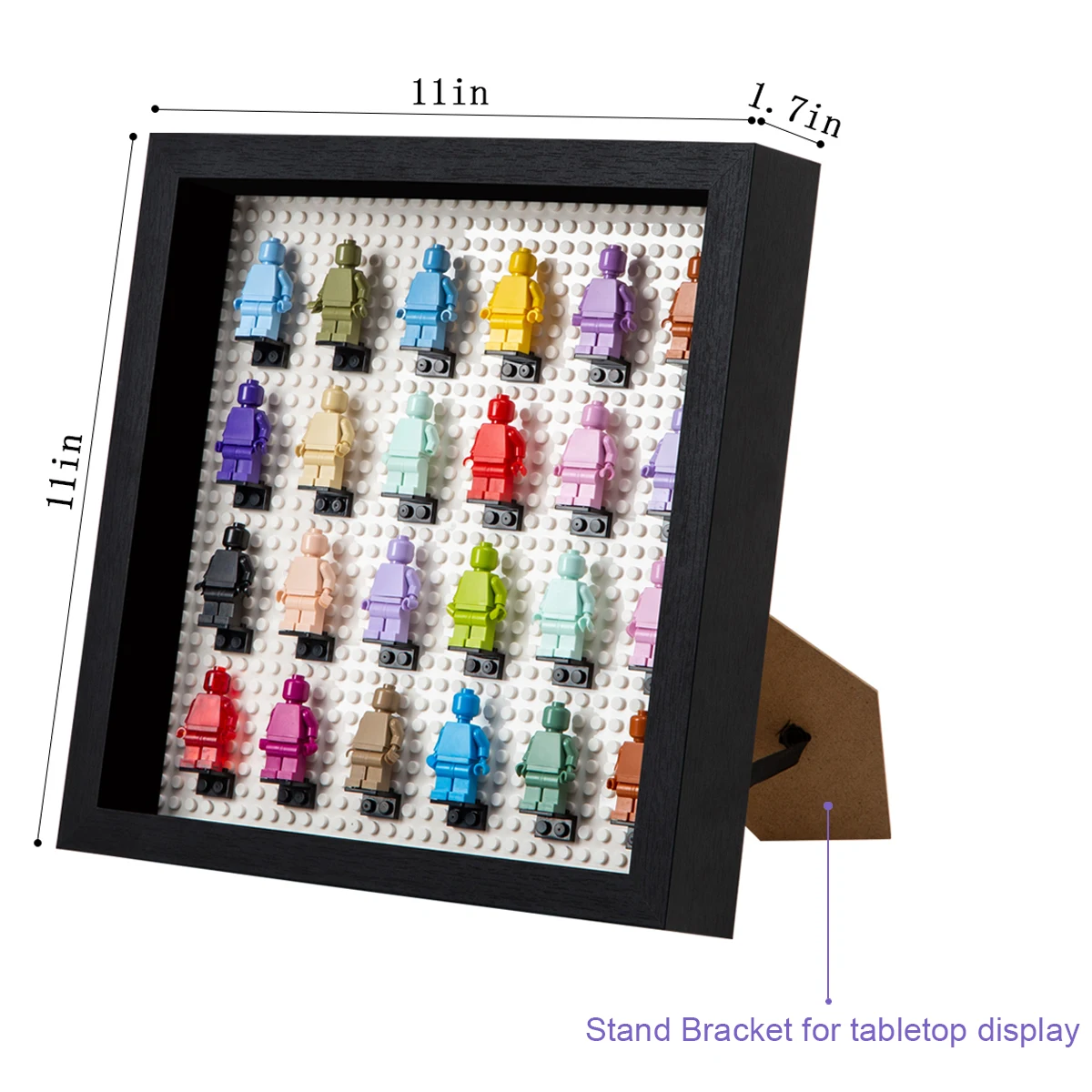 High Quality Creative Custom Lego Photo Frame Black Lego Shadow Box Wood Lego Brick Photo Frame With Particle Board