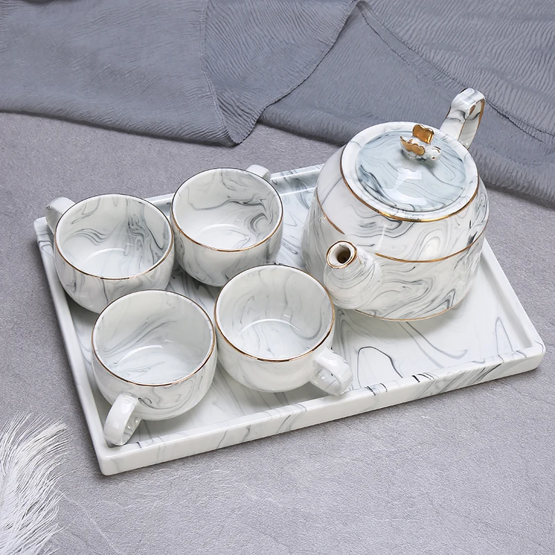 Hot Sell Porcelain Ceramic Coffee Cup And Saucer Customizable Porcelain Coffee Tea Set China Tea Pot Set