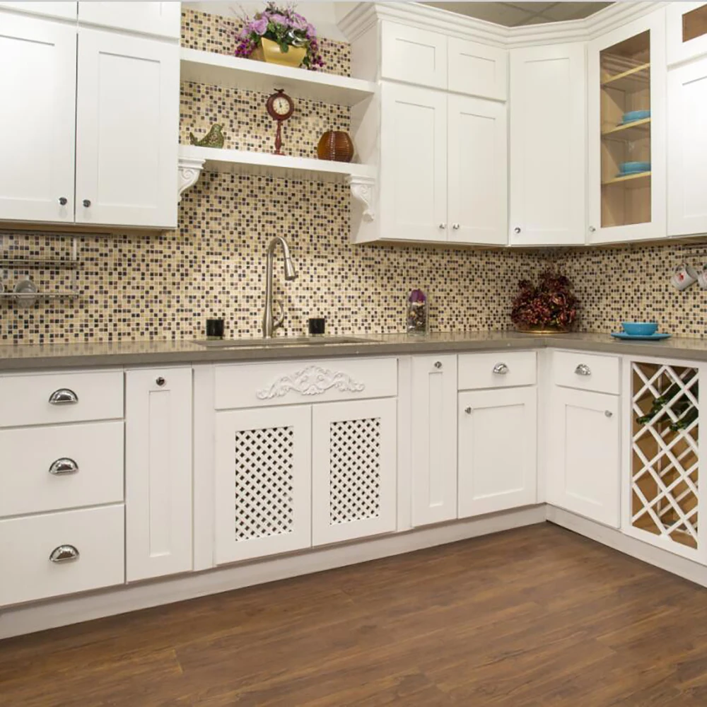 Modern Classic White Shaker Kitchen Wall Base Storage Solid Wood MDF Luxury Cabinets With Accessories Door & Shelf