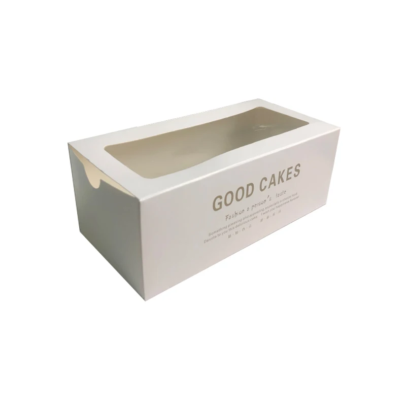 Custom White Cardboard Clear Lid Slide Out Biscuits Dessert Boxes Transparent Window