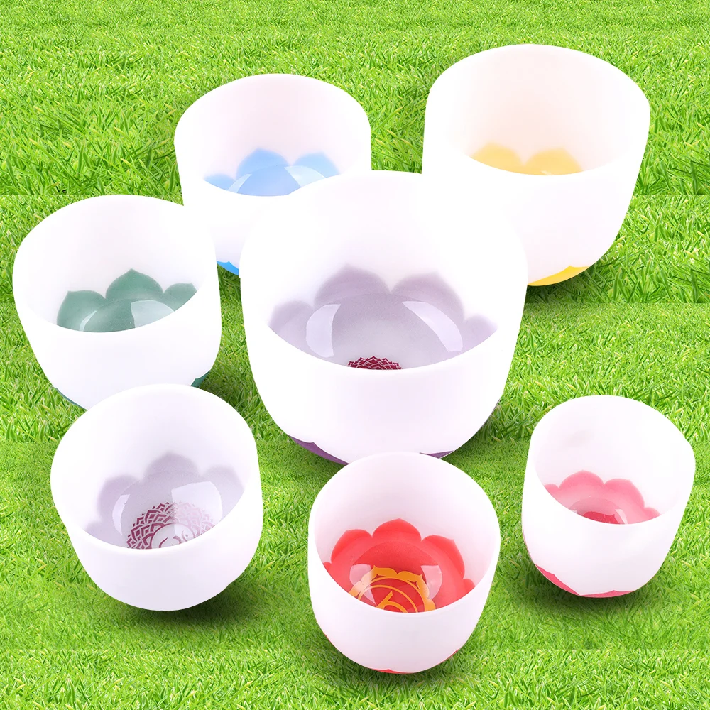 Набор кварцевых 7 чакр для пения, чаша со звуком для исцеления, Хрустальная Поющая чаша 6-24 дюйма, оптовая продажа