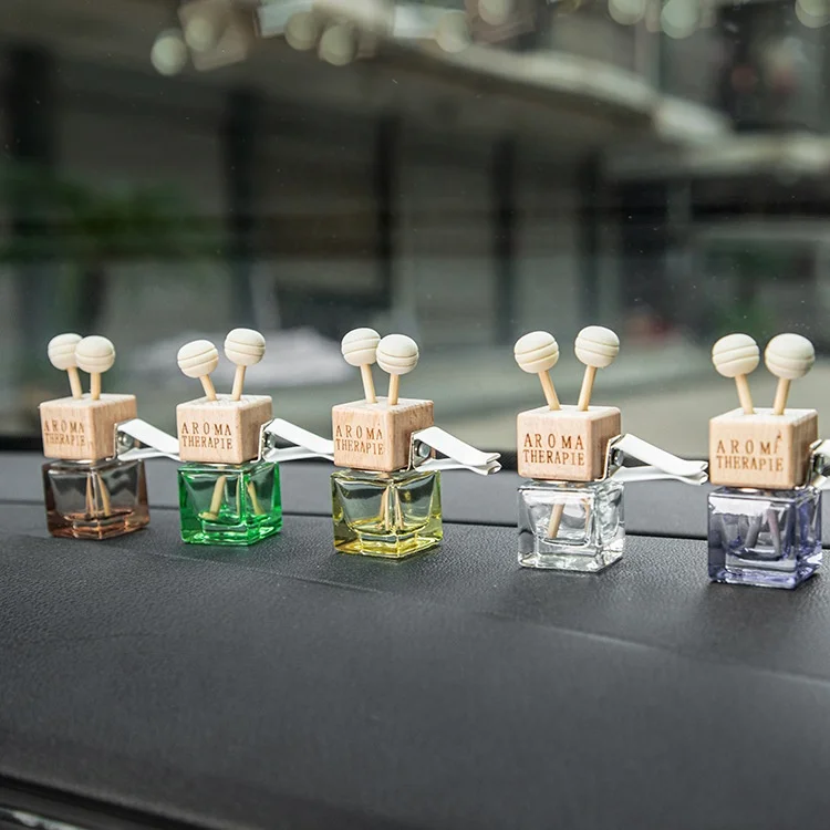 Factory Price 6ml Cosmetic Glass Bottle Car for Reed Diffuser Empty with Screw Cap Square Tinted Car Air Vent Clip AC Outlet Sea