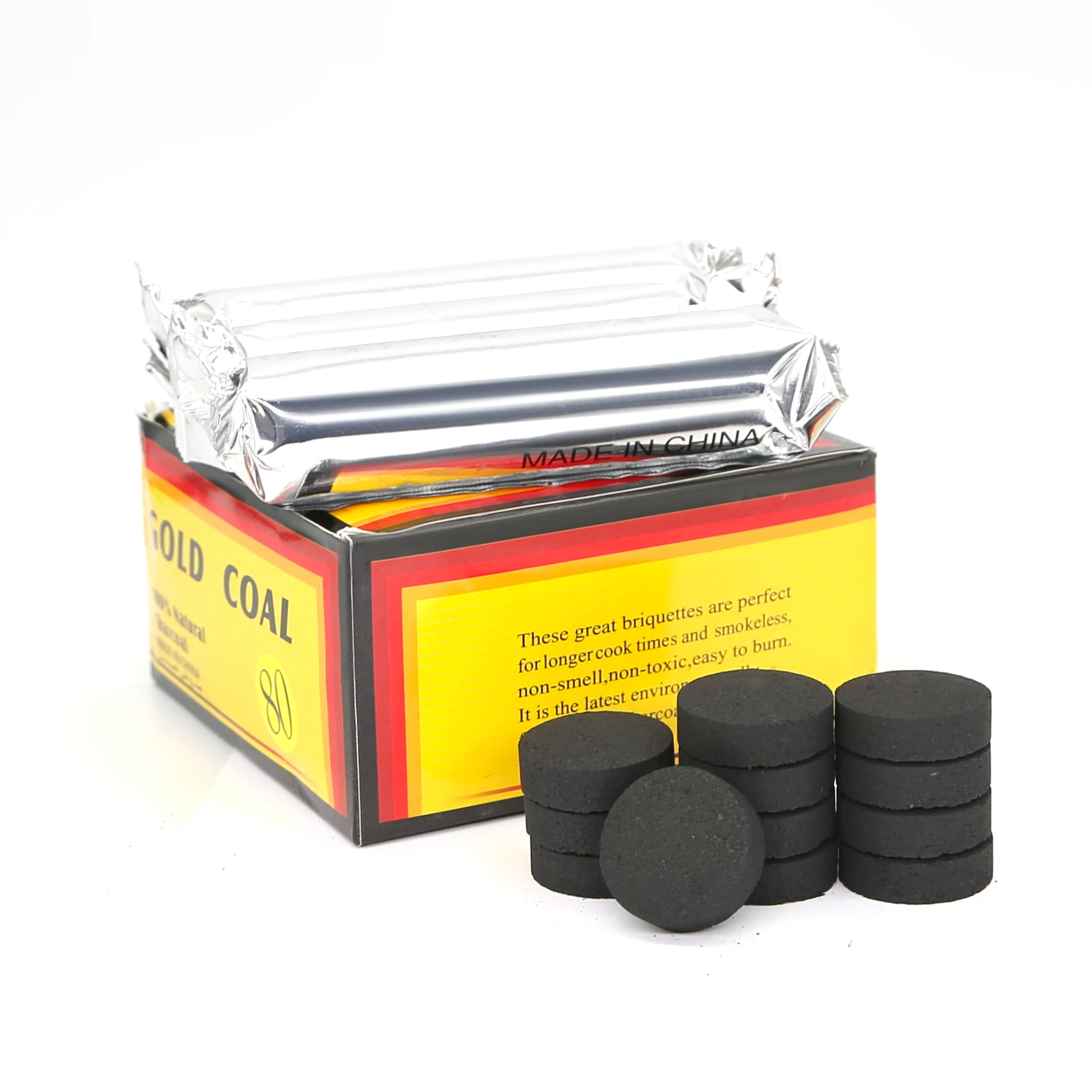 Bakhoor Hookah Mubkhara Loban Charcoal Smokeless odorless Tasteless Fast Burning Flammable Arabic Shisha Round Charcoal Coconut