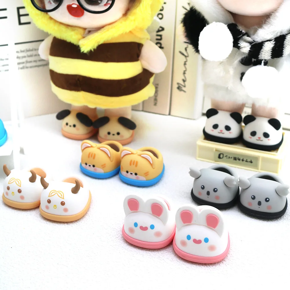 2024 Factory Direct Sale 20cm Cotton Doll Shark Rabbit Dog Pig Cute Pet Slippers Kids Diy Doll Dressing Accessories