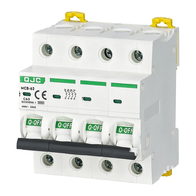 Qjc 1a 6a 63a Miniature Circuit Breaker mini mcb C45 Mcb Ac 12v 230v 1p 2p 3pole