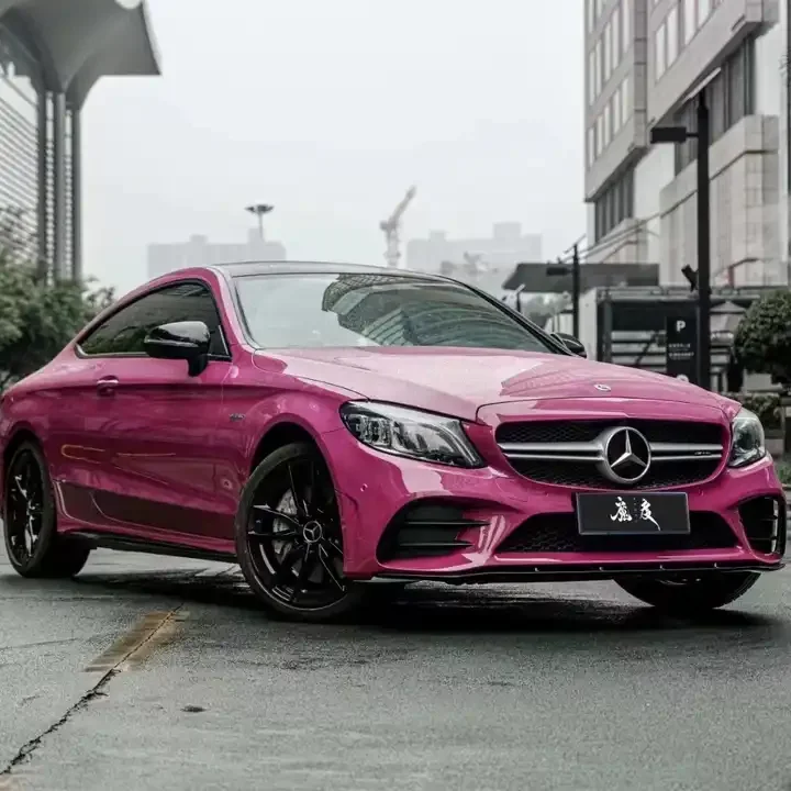 5x59 ft full car wrap Super Gloss pink PVC Star Ruby car trim material Easy mounting automotive vinyl film
