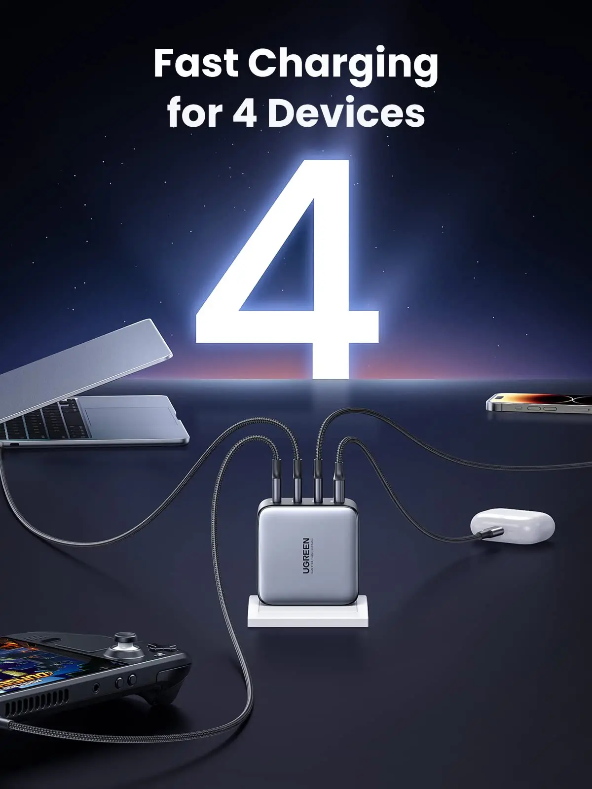 UGREEN 100W USB C Charger, Nexode 4-Port GaN Foldable Compact Wall Charger Power Adapter Compatible with MacBook Pro/Air, pad