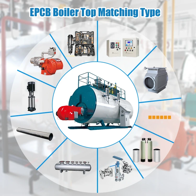 EPCB Horizontal 1 to 25 Ton Oil Gas LNG Fired Three Pass Industrial Steam Boiler for Agriculture