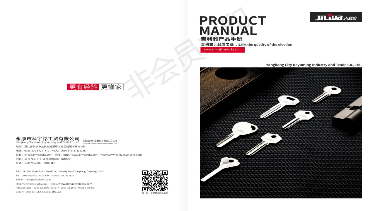 Jiliya professional home lock brass key blank