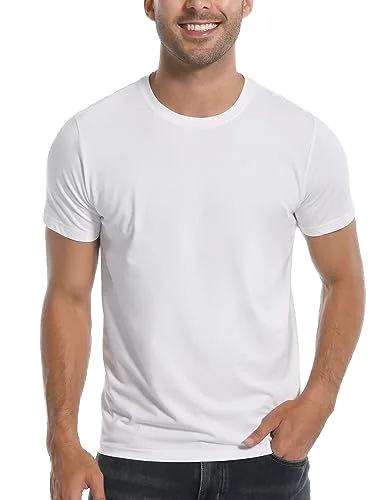 Fashion Blank Bamboo Fiber Men T shirt Sweat-Absorbent Fabric Short Sleeve Tees Undershirt Solid Color Tee Tops Basic T shirt