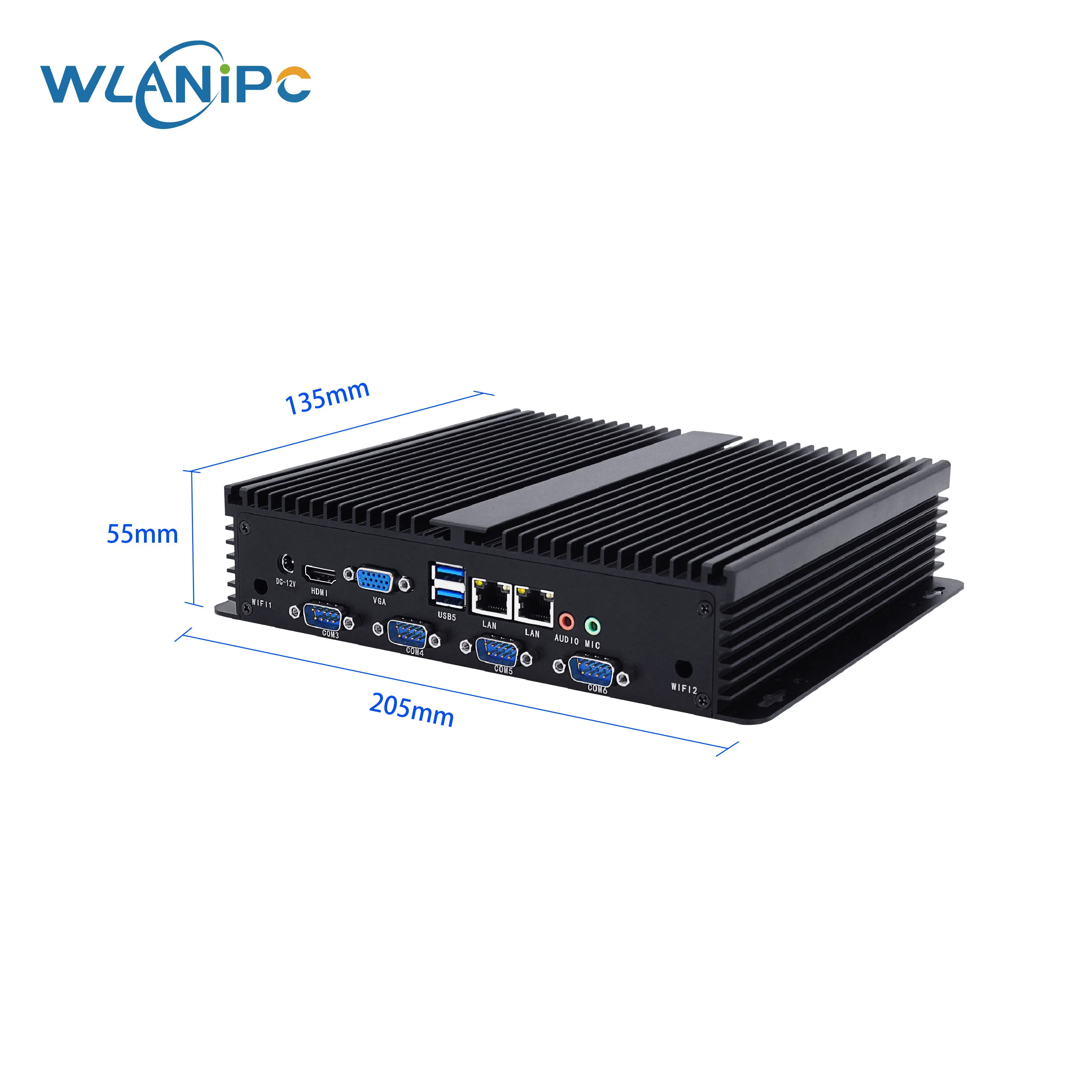 Fanless Industrial Mini PC J4125 Barebone Dual Lan 6 RS232 RS485 X86 Linux Wins10 Embedded Computer