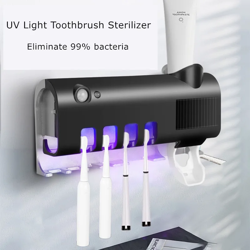 
Amazon Hot Sell Wall Mounted Automatic Toothpaste Dispenser Toothbrush Uv Sterilizer 