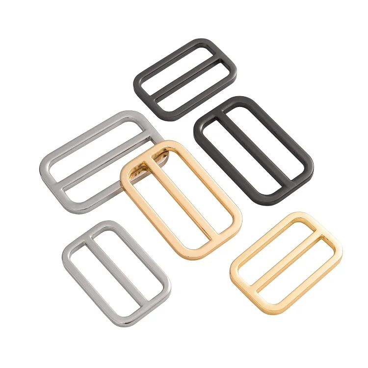 Bulk Selling Metal Buckle Handbag Webbing Tri Glide Slider Large Adjustable Bag Strap Buckle Zinc Alloy Material Double D Ring