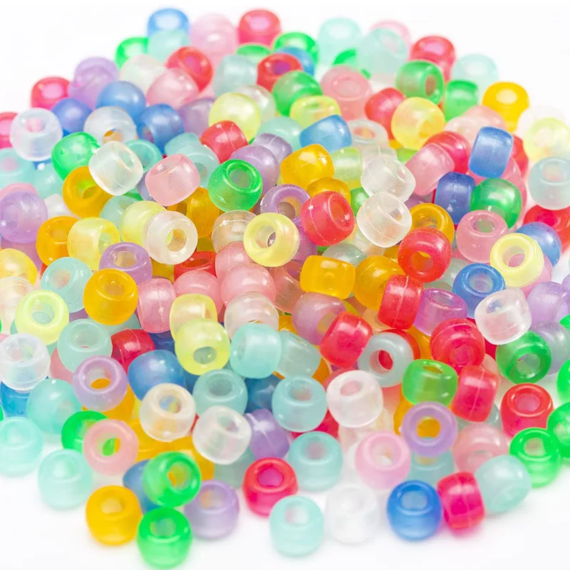 100pcs Glow in The Dark Pony Beads Mix 9 Colors Luminous Beads Bulk Acrylic Hair Beads  for Hair Braiding Bracelets Necklaces