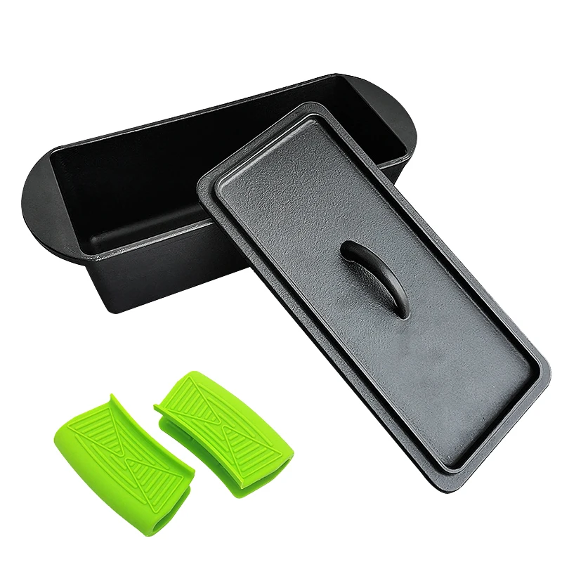 Cast Iron Bread Baking Pot Loaf Pan Non-Stick Coating Bread Baking Pan Cast Iron Baking Tray With Lid