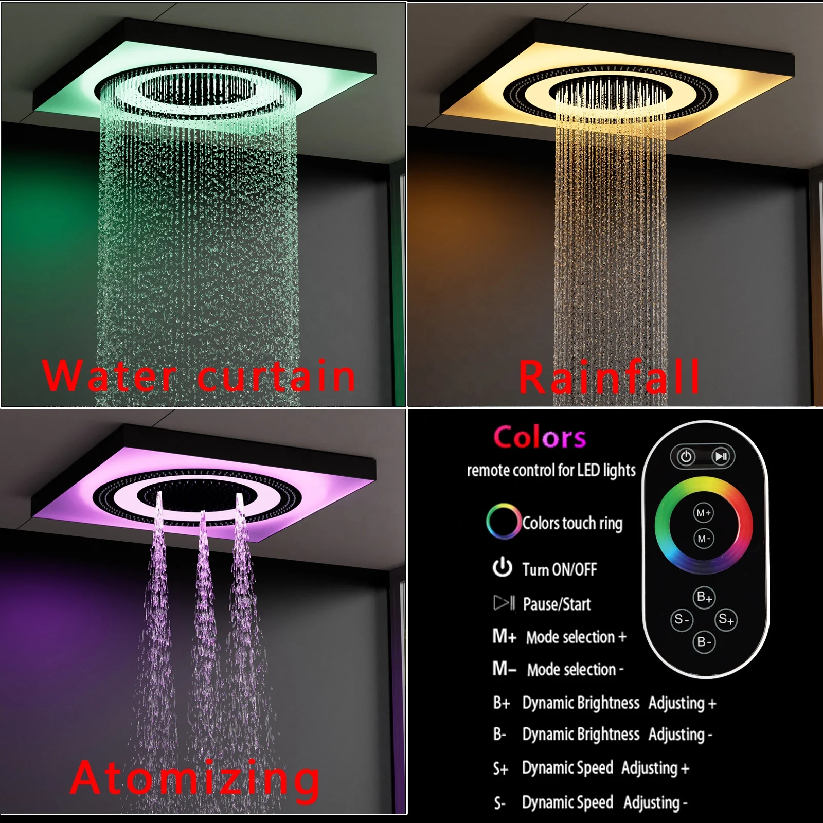 Ceiling Luxury LED Music Shower Head Smart Modern Bathroom LED Shower System Set Digital Display Hot and Cold Shower Mixer