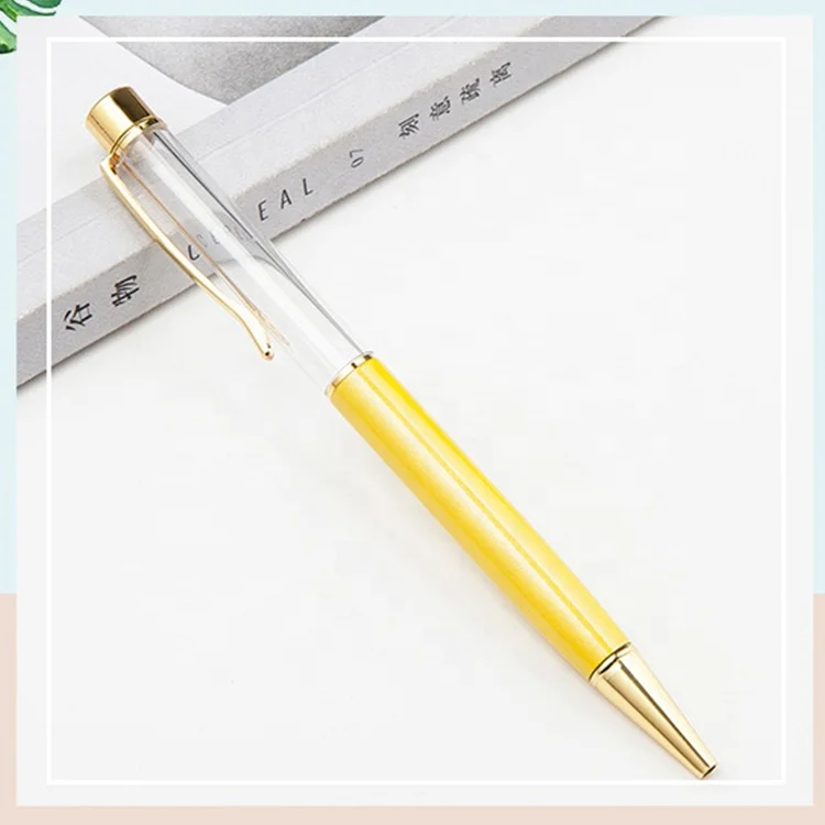 2020 new design pen glitter power shell crystal dry flower diamond filled diy 3D oil pen empty tube herbarium DIY pen blank