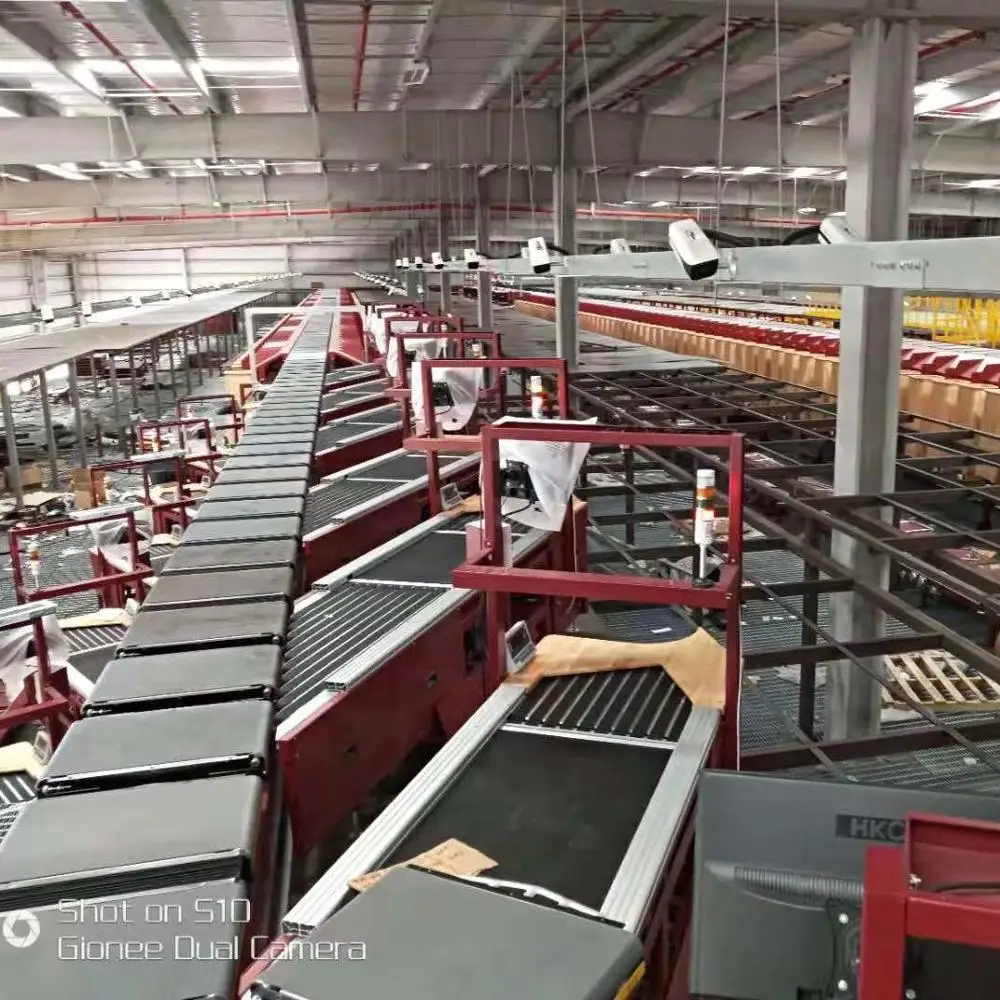 Professional parel barcode scanner/box/mail/express automatic cross conveyor sorting system