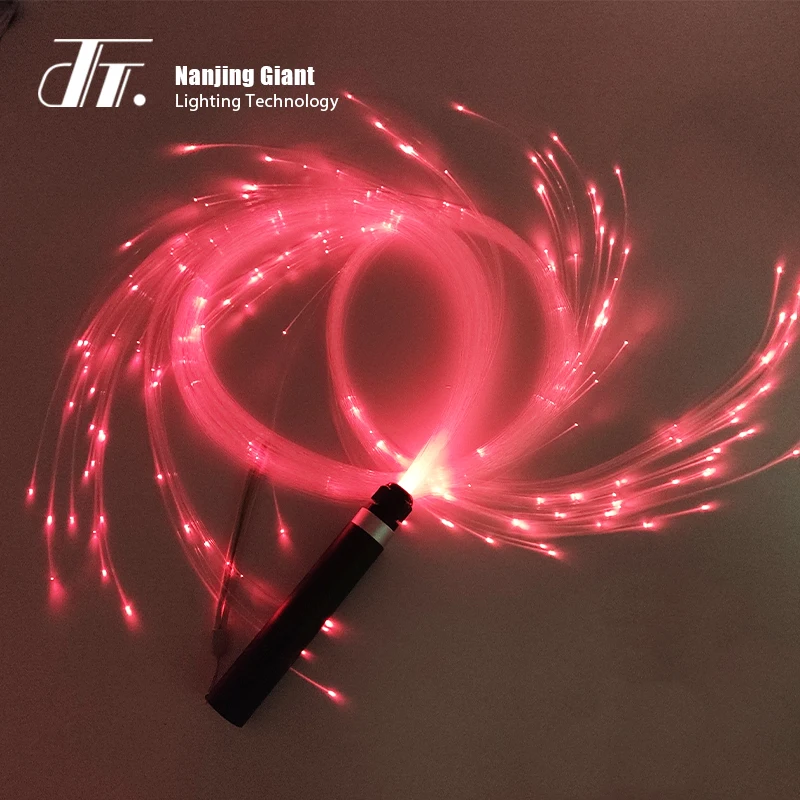 Stage performances easy installation USB rechargeable LED fiber optic dance whip